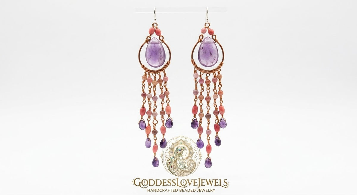 Sacred Harmony Amethyst & Tourmaline Chandelier Earrings