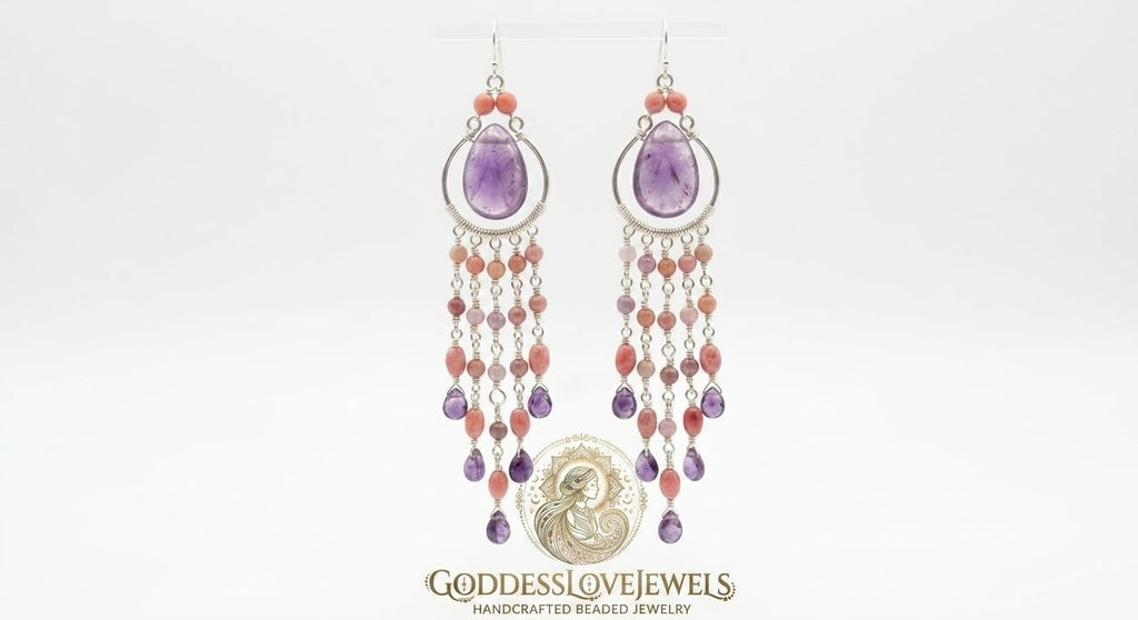 Sacred Harmony Amethyst & Tourmaline Chandelier Earrings