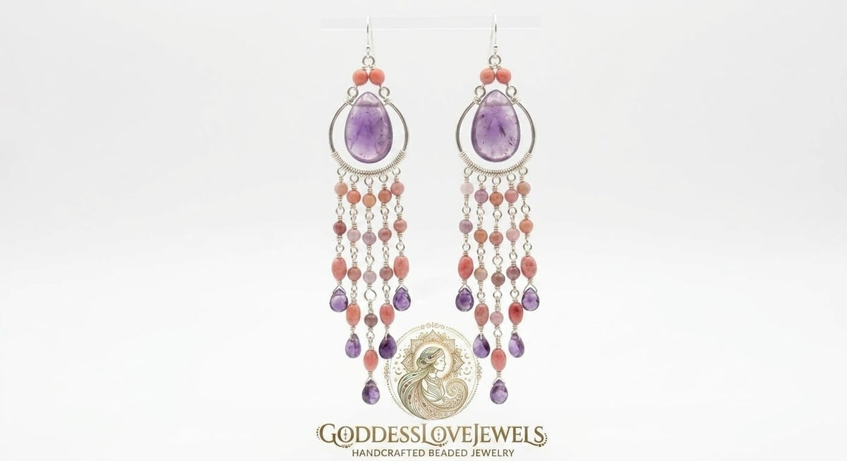 Sacred Harmony Amethyst & Tourmaline Chandelier Earrings