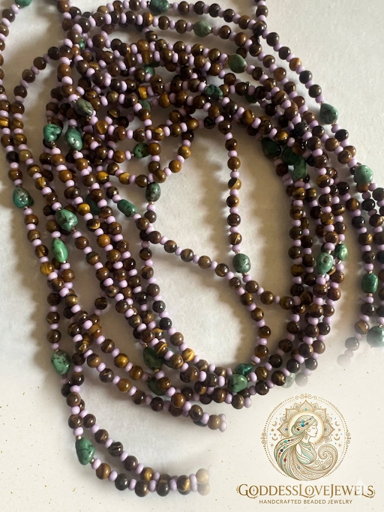 Ancestral Echoes; Genuine Tigers Eye & Raw Turquoise