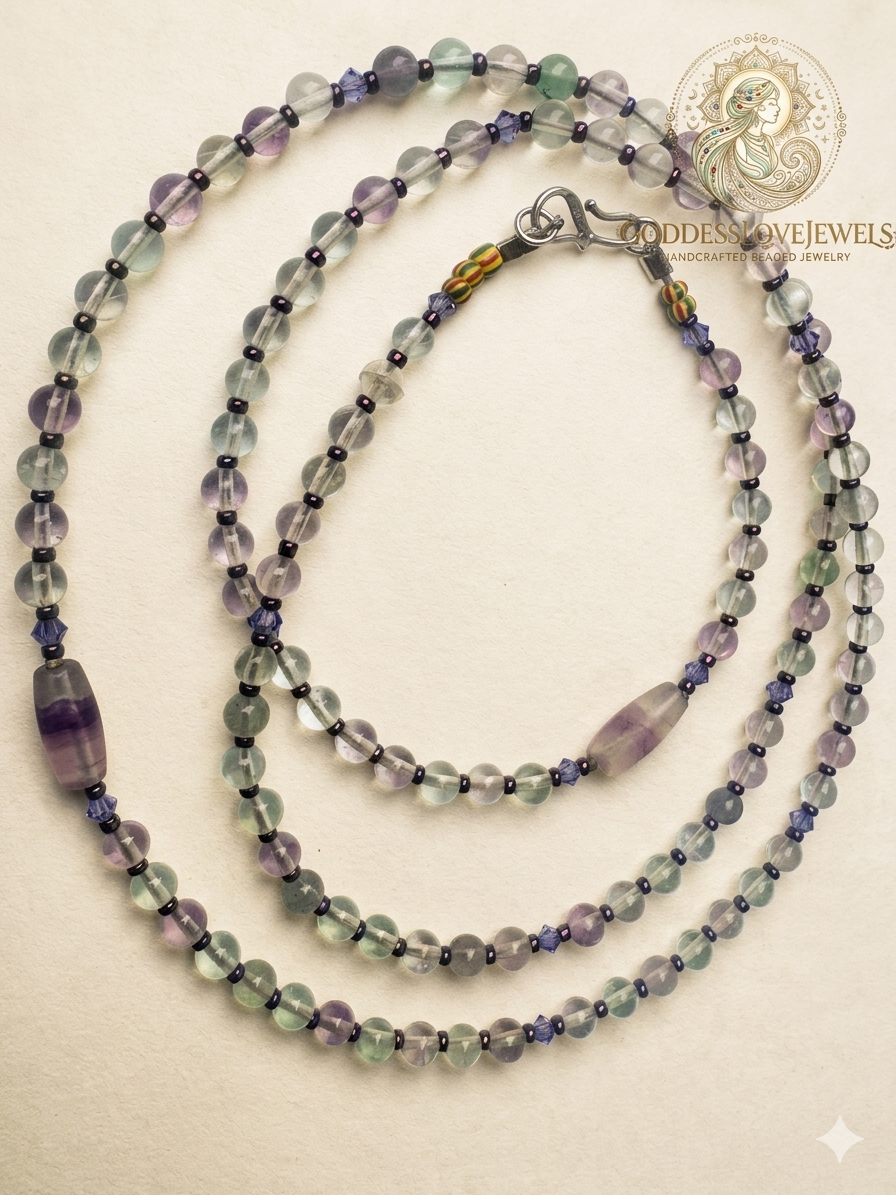 The Ethereal Alignment | Fluorite & Artisan Glass Waistbeads