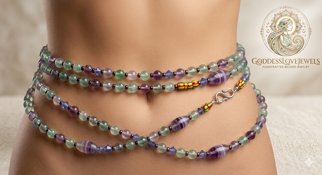 The Ethereal Alignment | Fluorite & Artisan Glass Waistbeads