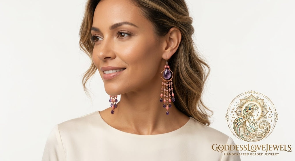 Sacred Harmony Amethyst & Tourmaline Chandelier Earrings