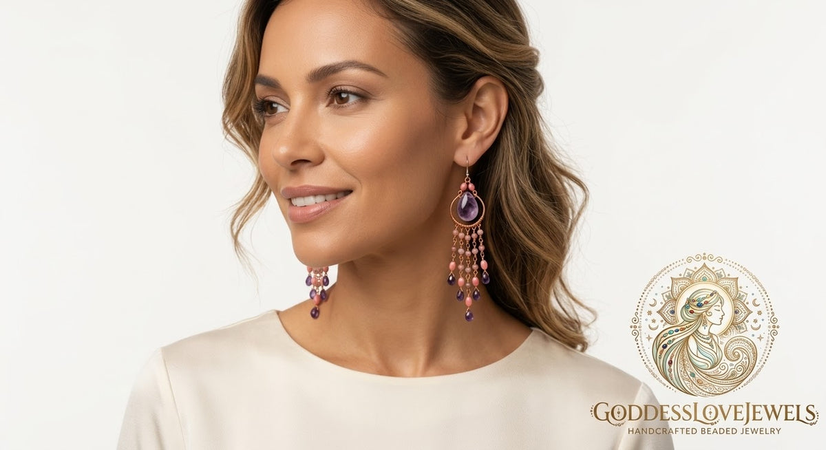 Sacred Harmony Amethyst & Tourmaline Chandelier Earrings